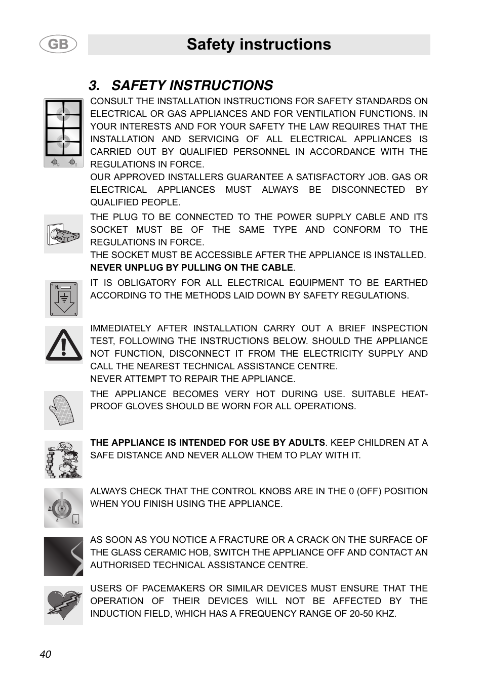 Safety instructions | Smeg A31G7IXIA User Manual | Page 4 / 32