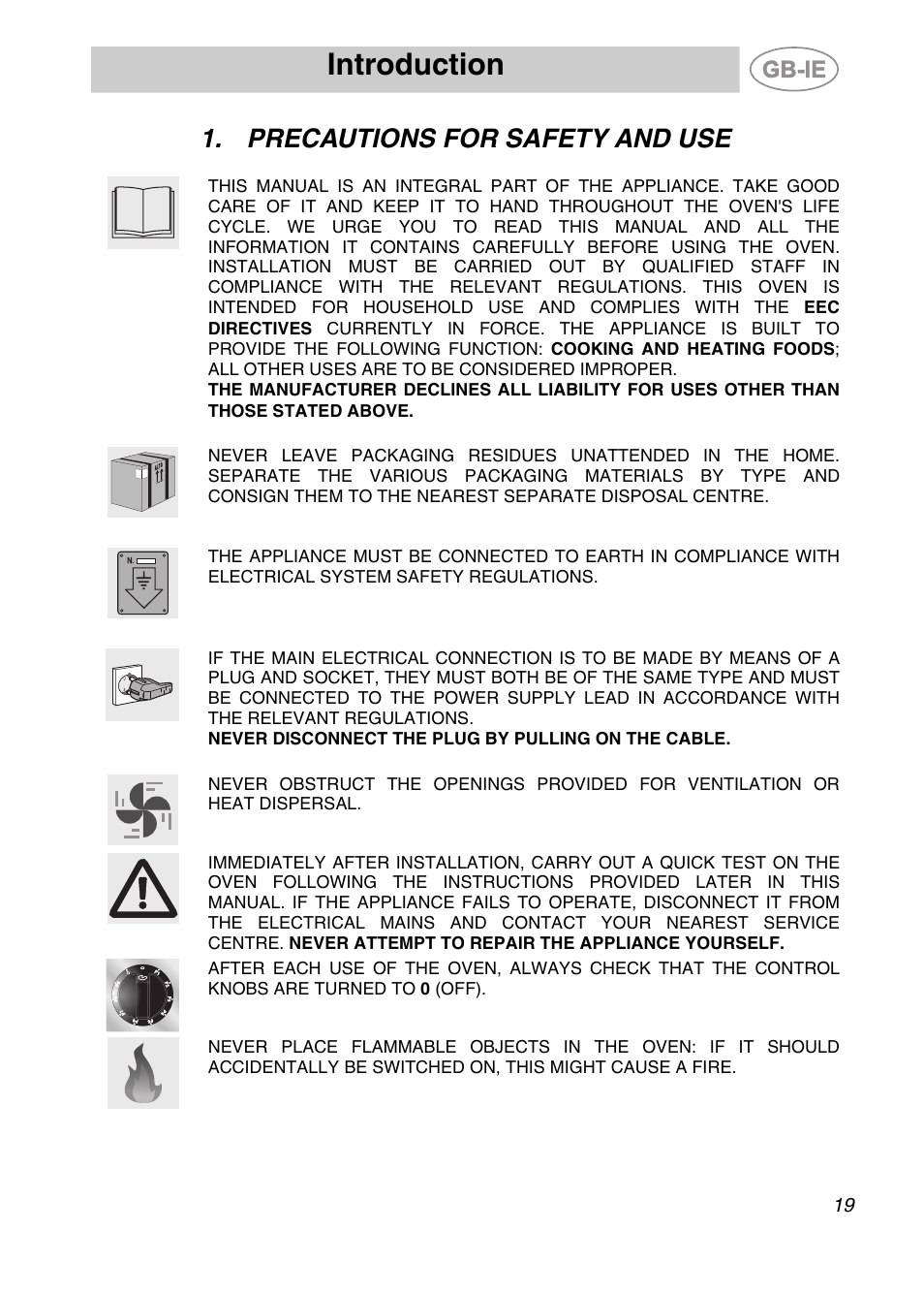 Precautions for safety and use, Introduction | Smeg ALFA135BE User Manual | Page 2 / 15