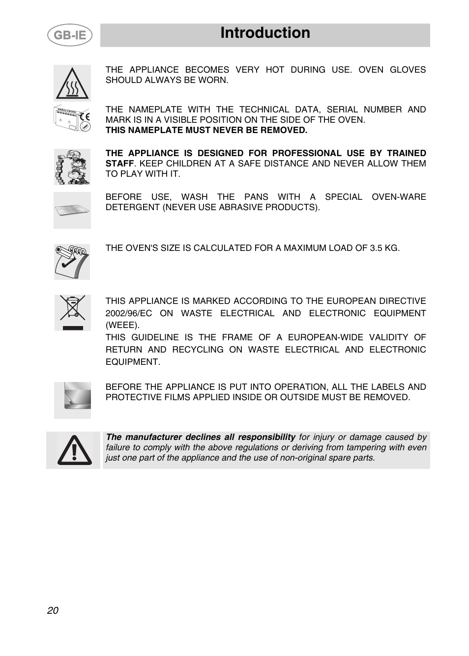 Introduction | Smeg ALFA135BE User Manual | Page 3 / 15