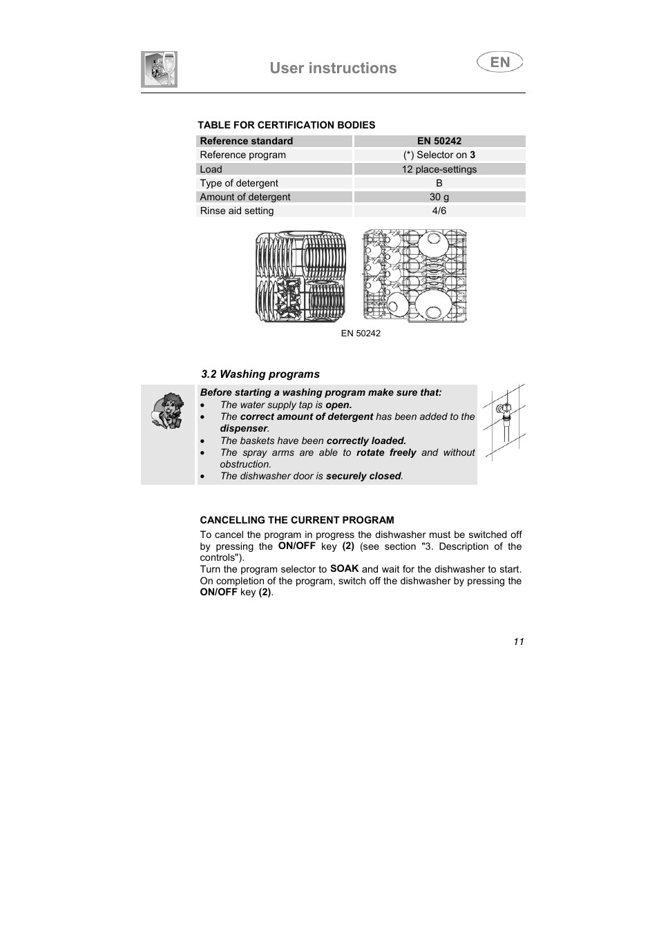 User instructions | Smeg PL60XME User Manual | Page 10 / 26