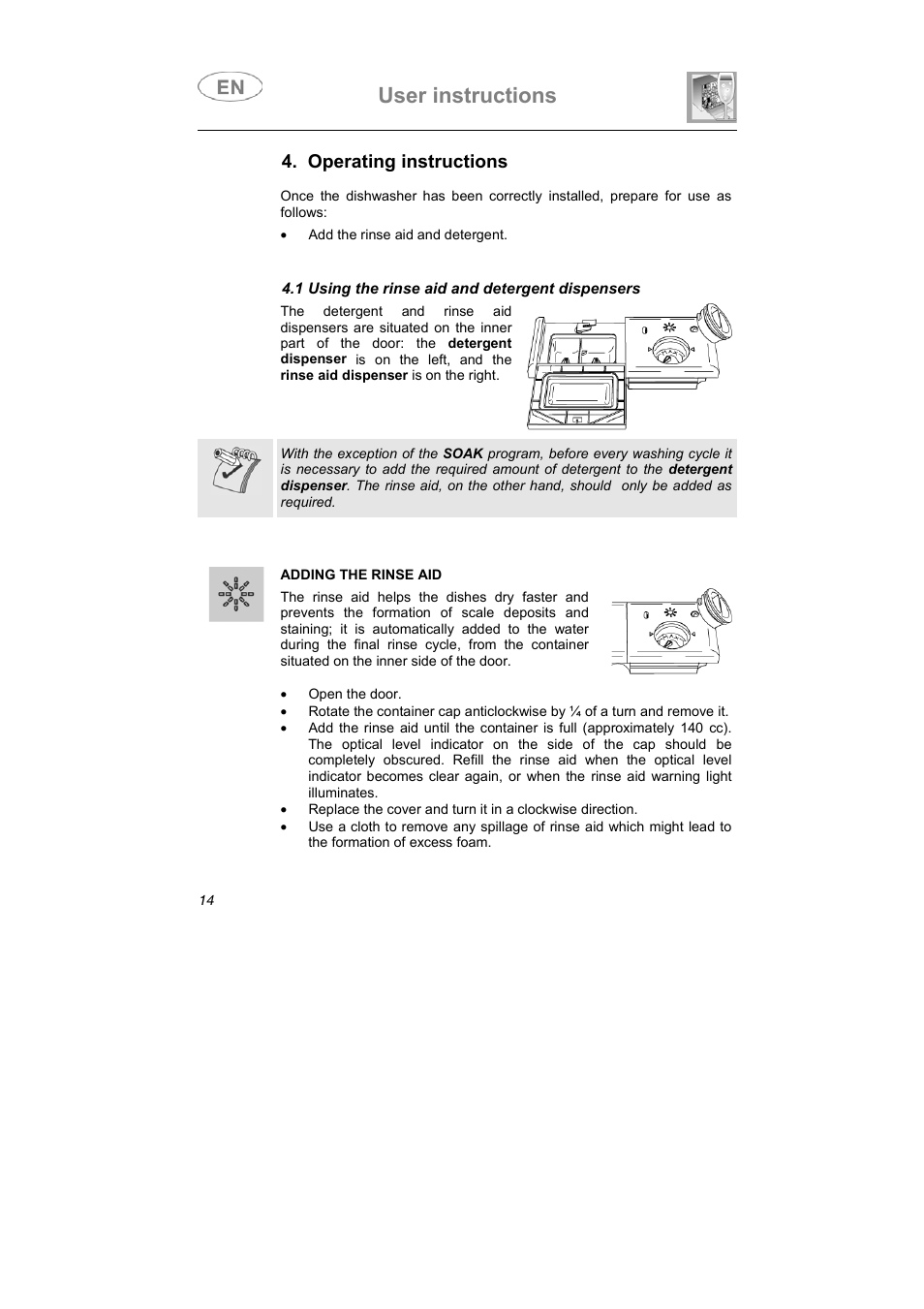 User instructions, Operating instructions | Smeg PL60XME User Manual | Page 13 / 26