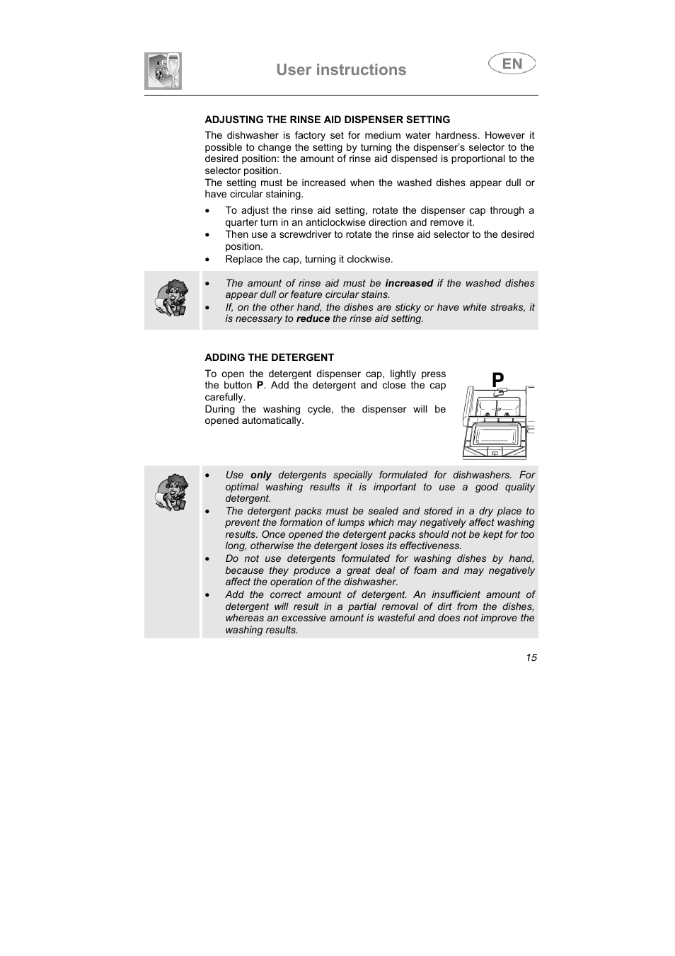 User instructions | Smeg PL60XME User Manual | Page 14 / 26