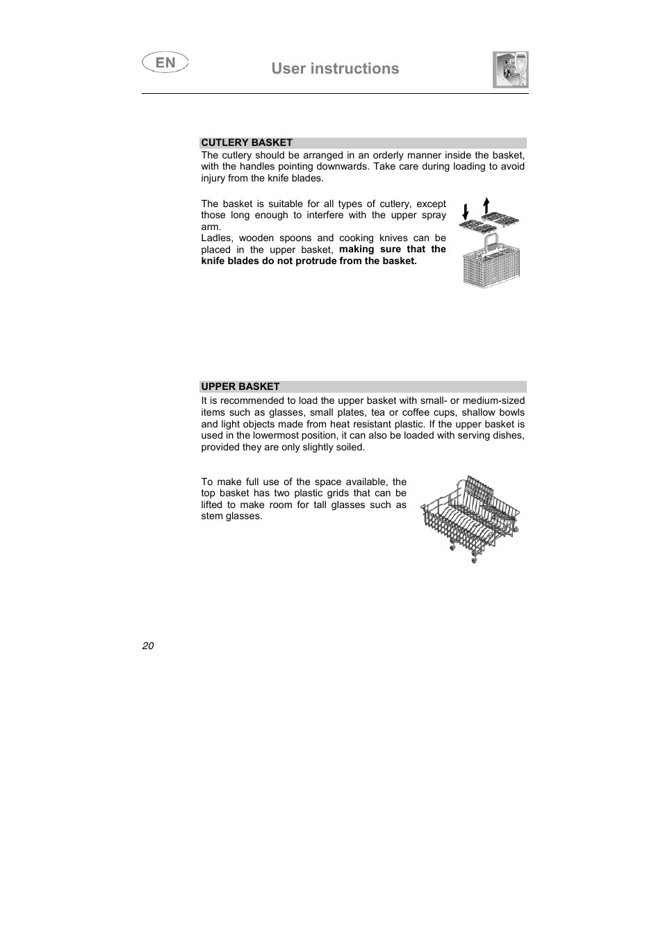 User instructions | Smeg PL60XME User Manual | Page 19 / 26