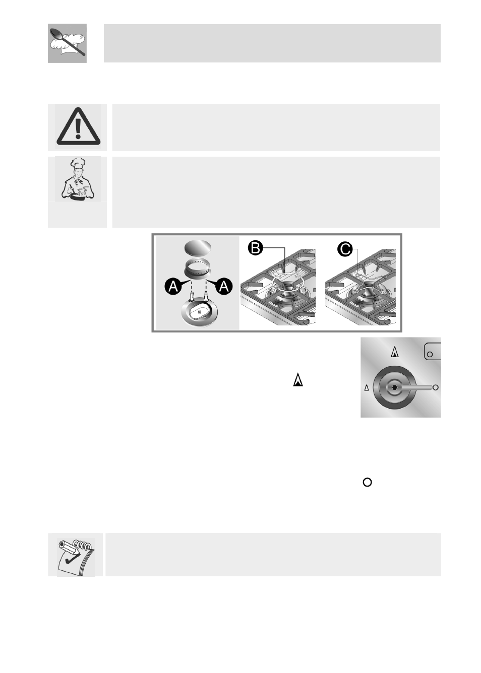 Use of the cooking hob, Lighting the burners, Instructions for the user | 1 lighting the burners | Smeg PGFA95F User Manual | Page 15 / 20