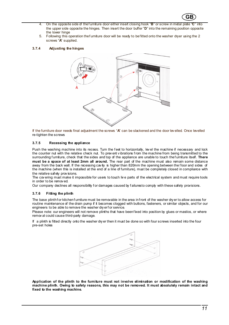 Smeg Integrated Washer WDI16BA User Manual | Page 11 / 31
