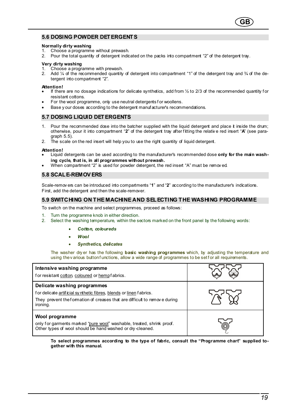 Smeg Integrated Washer WDI16BA User Manual | Page 19 / 31