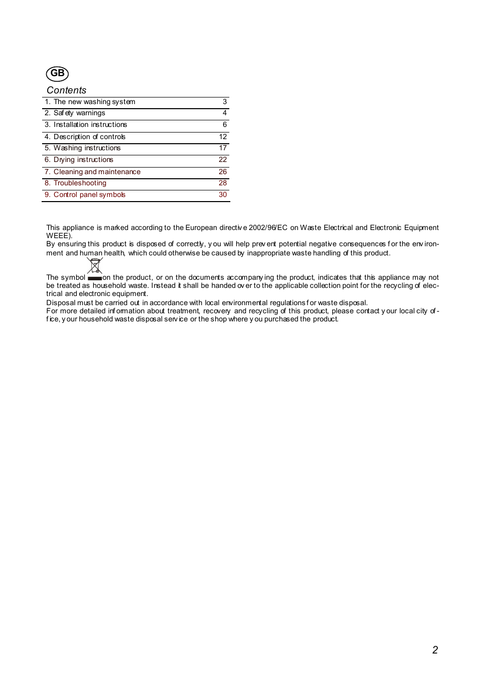 Smeg Integrated Washer WDI16BA User Manual | Page 2 / 31