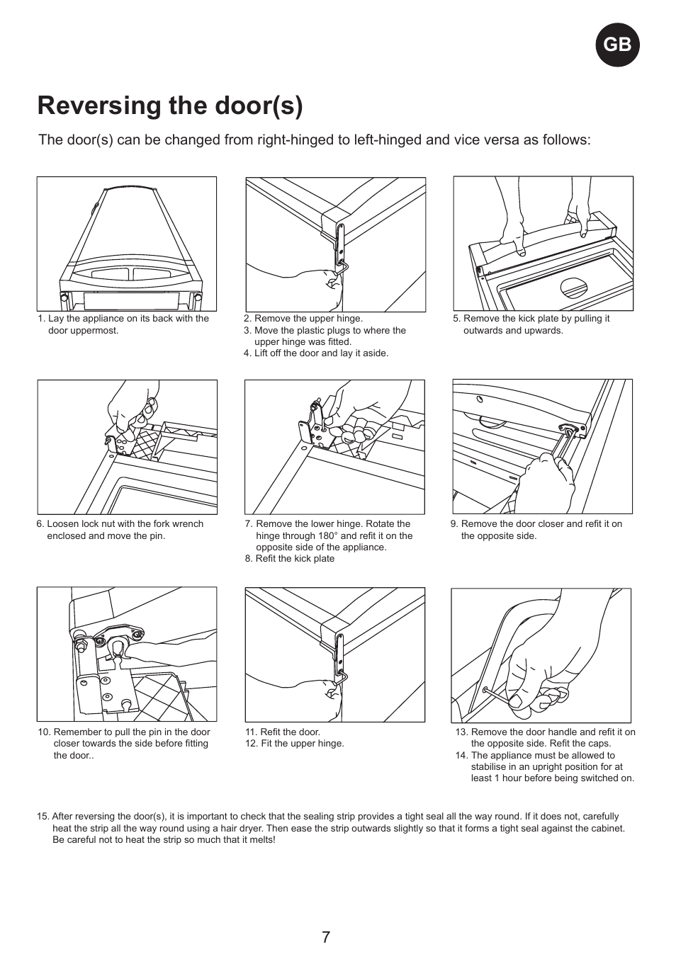 Reversing the door(s) | Smeg CV35XS5 User Manual | Page 6 / 15