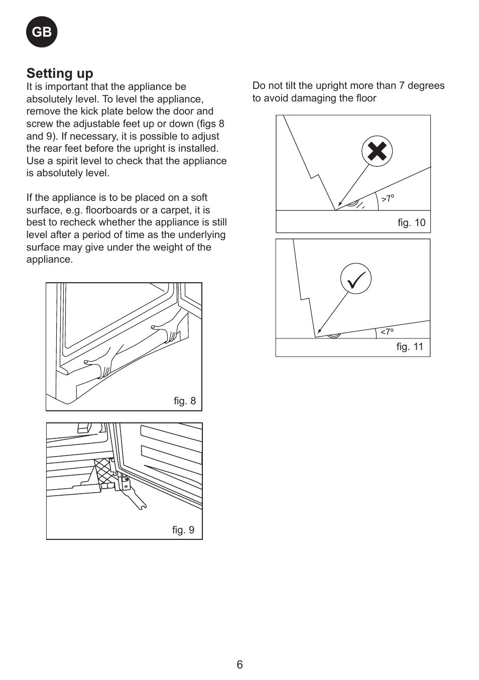 Setting up | Smeg CV35XS5 User Manual | Page 7 / 15