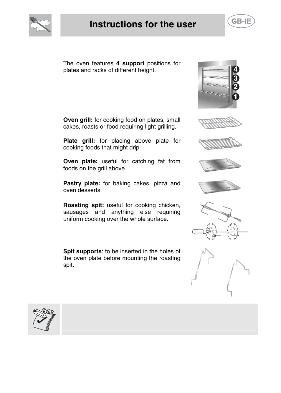 Available accessories, Instructions for the user | Smeg A11CER-6 User Manual | Page 15 / 26