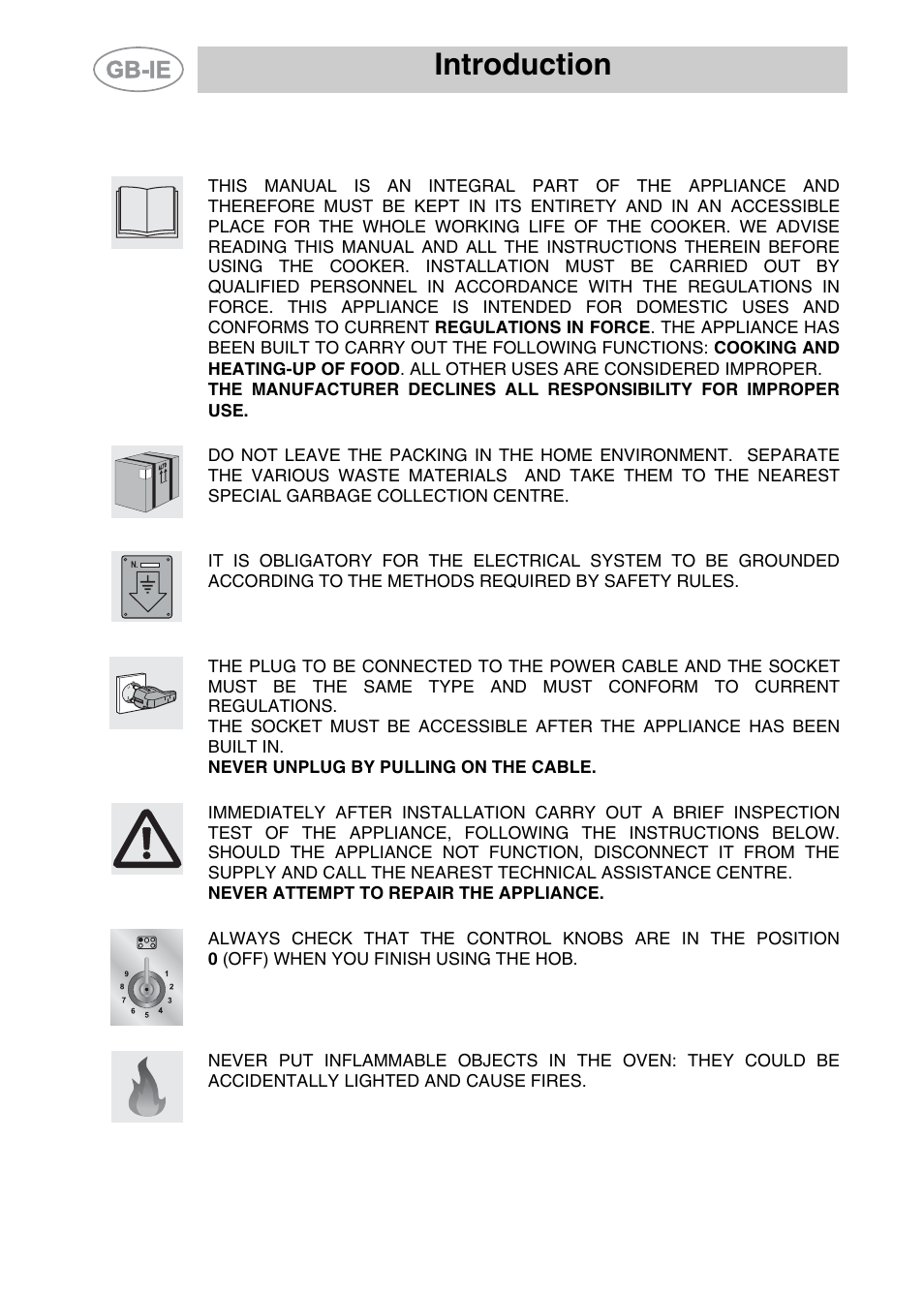 Instructions for safe and proper use, Introduction | Smeg A11CER-6 User Manual | Page 2 / 26