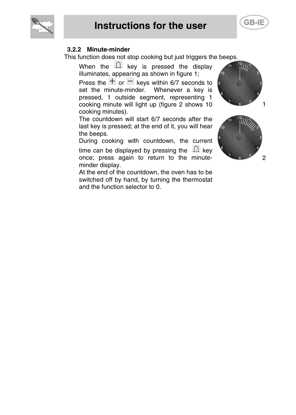 Minute-minder, Instructions for the user | Smeg A11CER-6 User Manual | Page 9 / 26