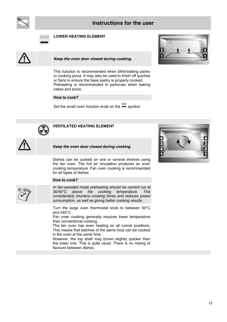 Instructions for the user | Smeg SA62MFX5 User Manual | Page 11 / 24