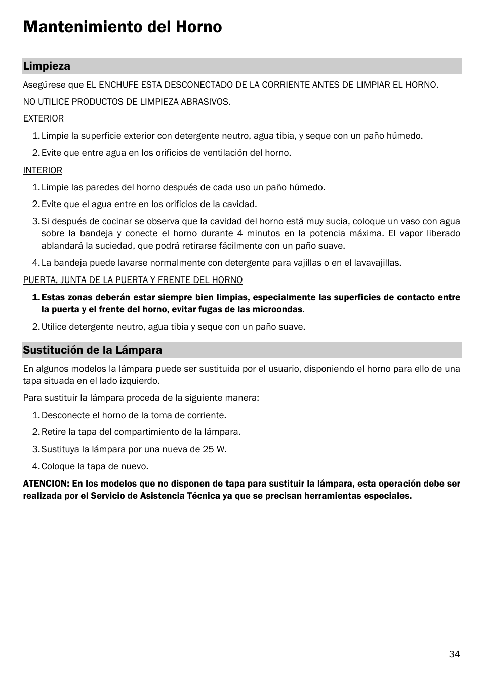 Mantenimiento del horno, Limpieza, Sustitución de la lámpara | Smeg FME20EX1 User Manual | Page 108 / 155