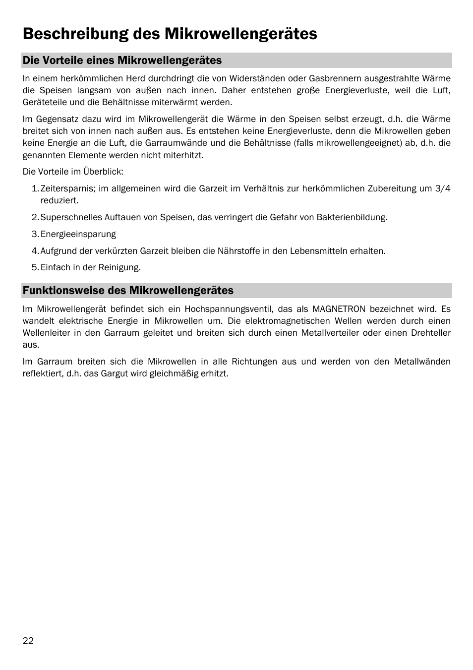 Beschreibung des mikrowellengerätes, Die vorteile eines mikrowellengerätes, Funktionsweise des mikrowellengerätes | Smeg FME20EX1 User Manual | Page 26 / 155