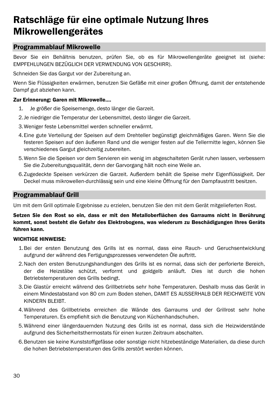 Programmablauf mikrowelle, Programmablauf grill | Smeg FME20EX1 User Manual | Page 34 / 155