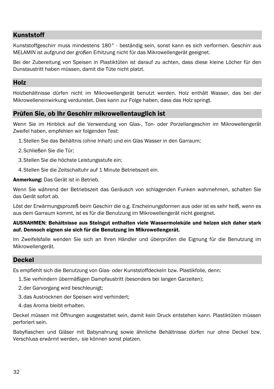 Kunststoff, Holz, Deckel | Smeg FME20EX1 User Manual | Page 36 / 155