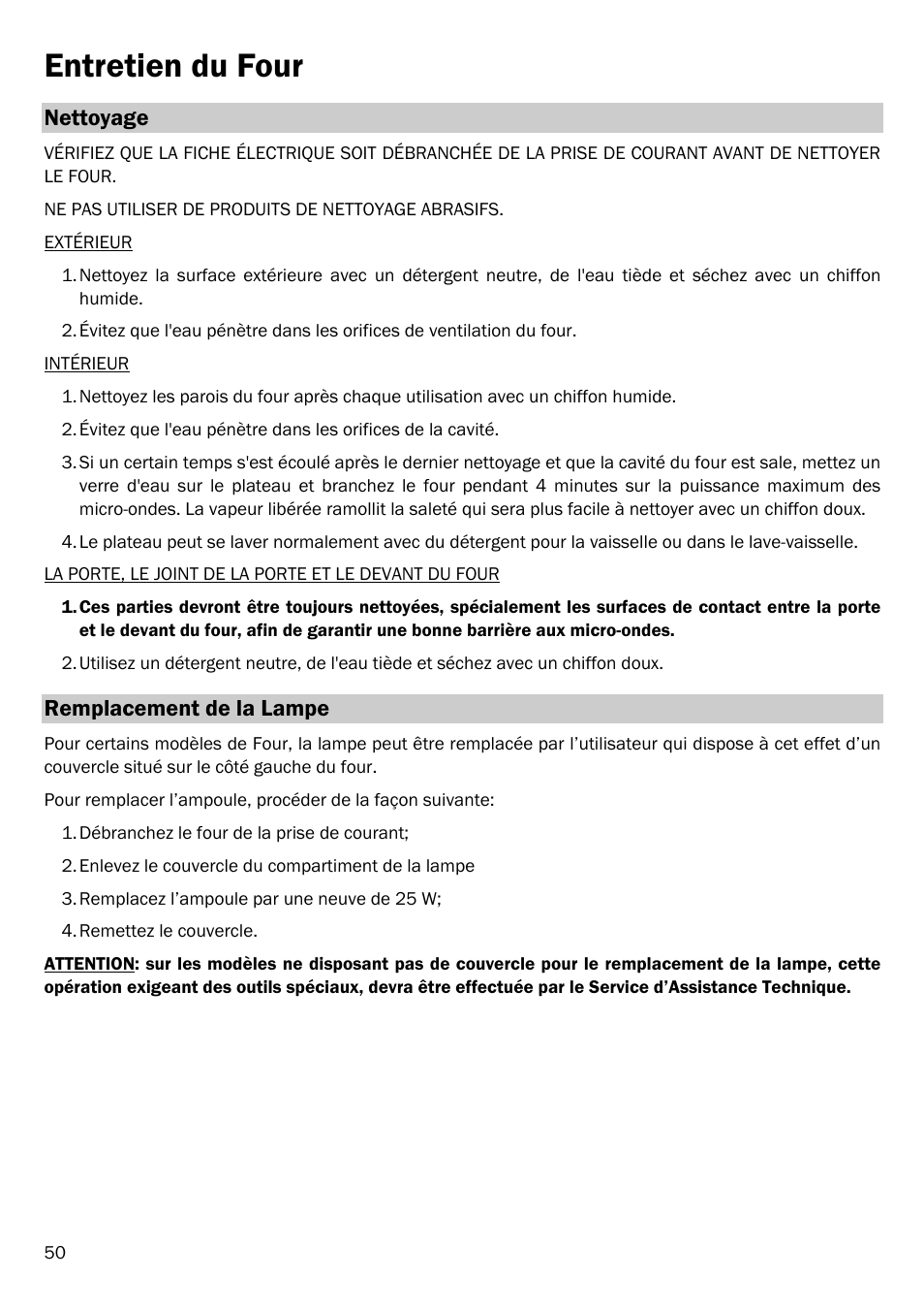 Entretien du four, Nettoyage, Remplacement de la lampe | Smeg FME20EX1 User Manual | Page 54 / 155