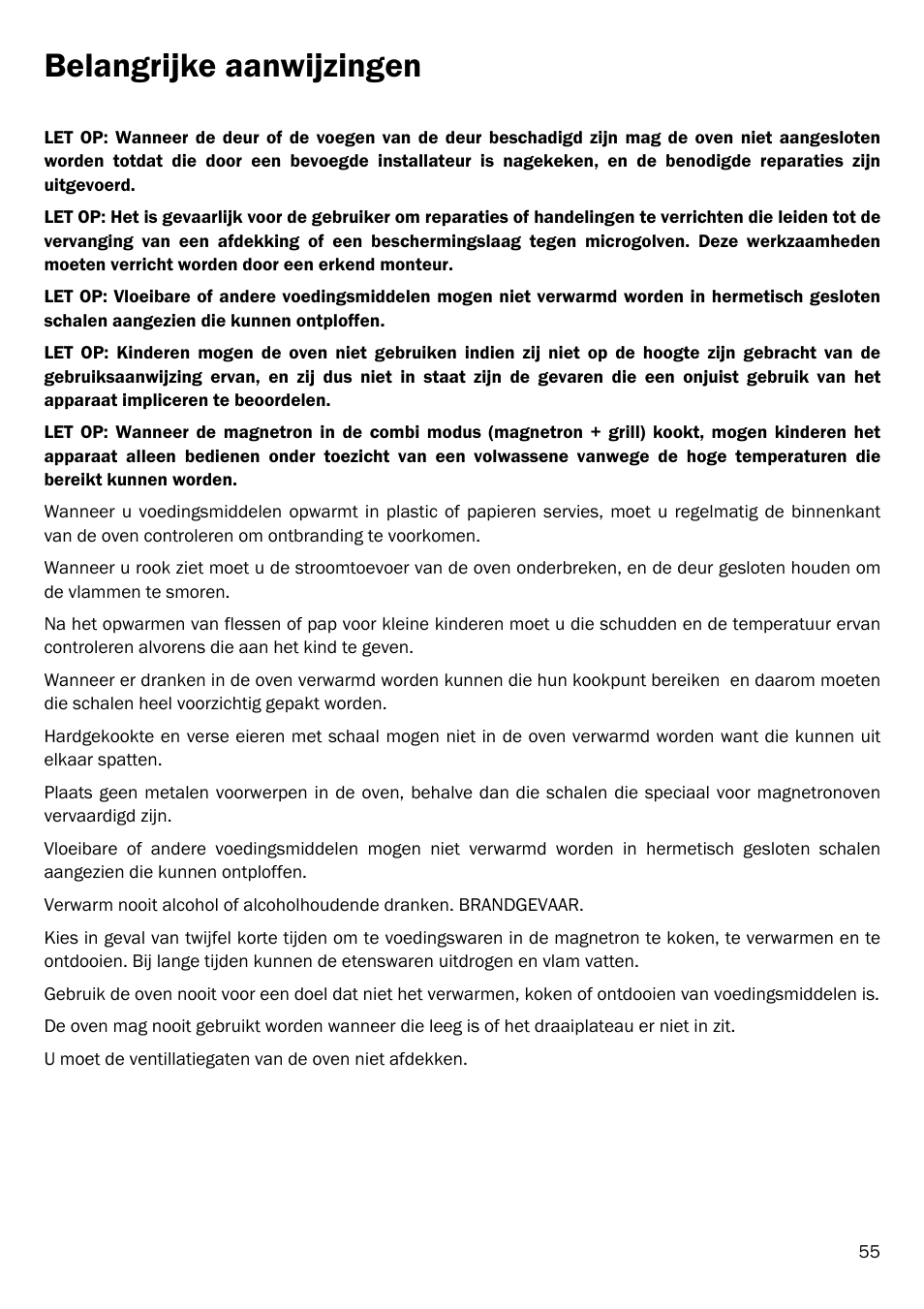 Belangrijke aanwijzingen | Smeg FME20EX1 User Manual | Page 59 / 155