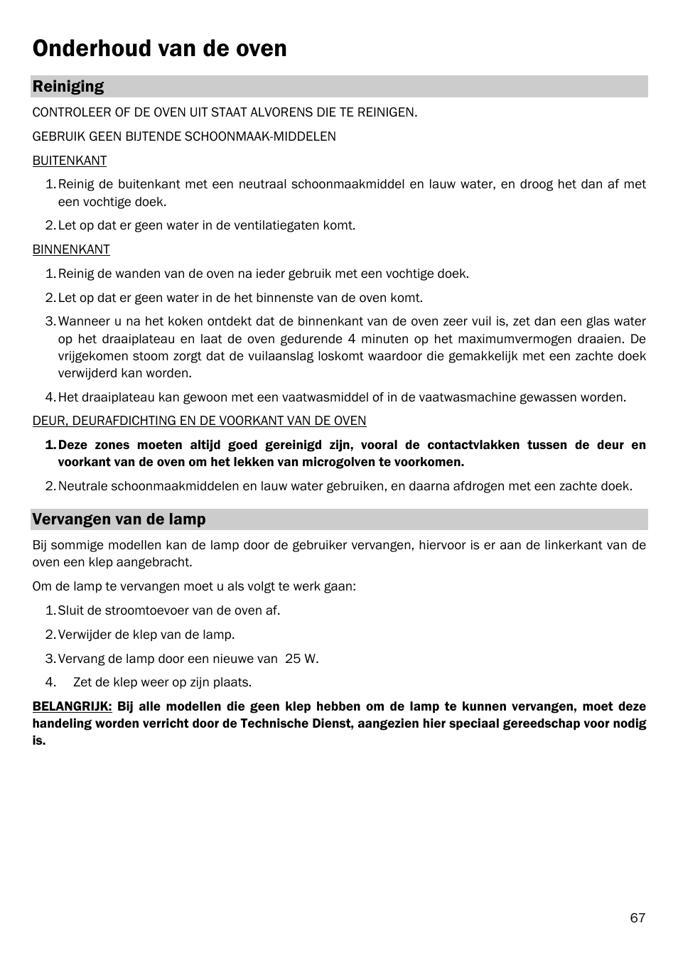 Onderhoud van de oven, Reiniging, Vervangen van de lamp | Smeg FME20EX1 User Manual | Page 71 / 155