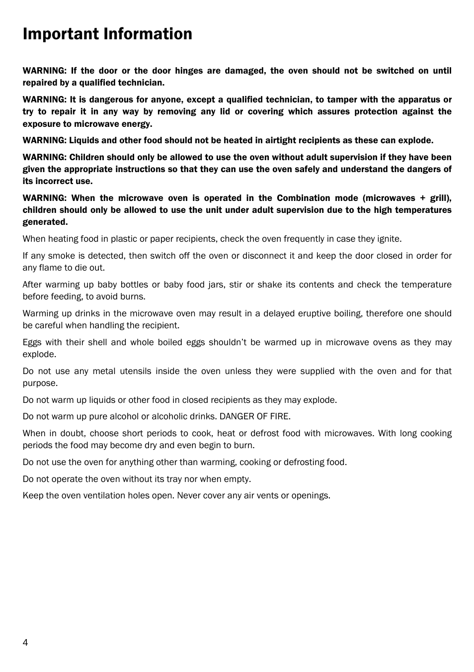 Important information | Smeg FME20EX1 User Manual | Page 8 / 155