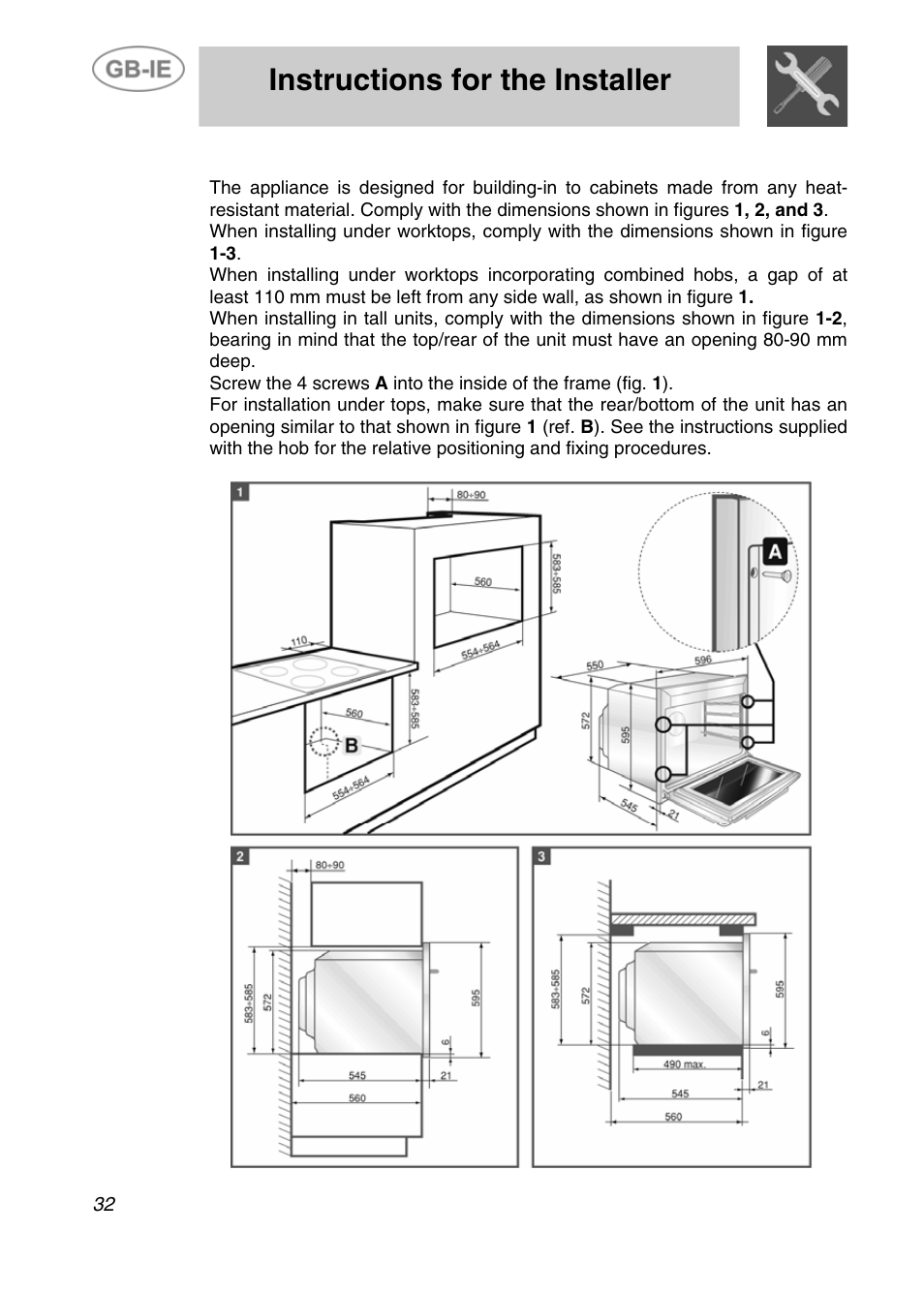 Instructions for the installer | Smeg Electric Multifunction SE290X-6 User Manual | Page 5 / 25