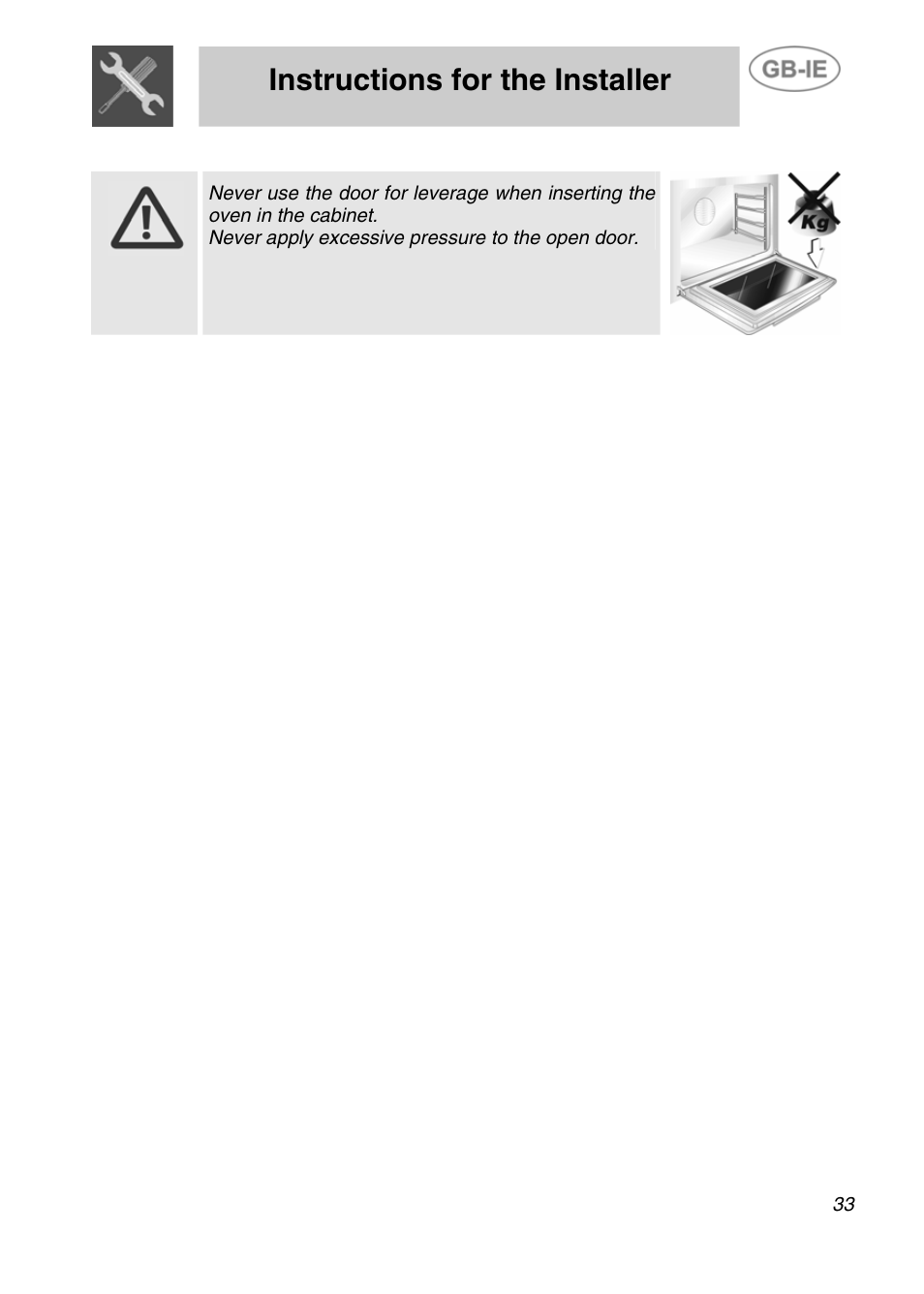 Instructions for the installer | Smeg Electric Multifunction SE290X-6 User Manual | Page 6 / 25