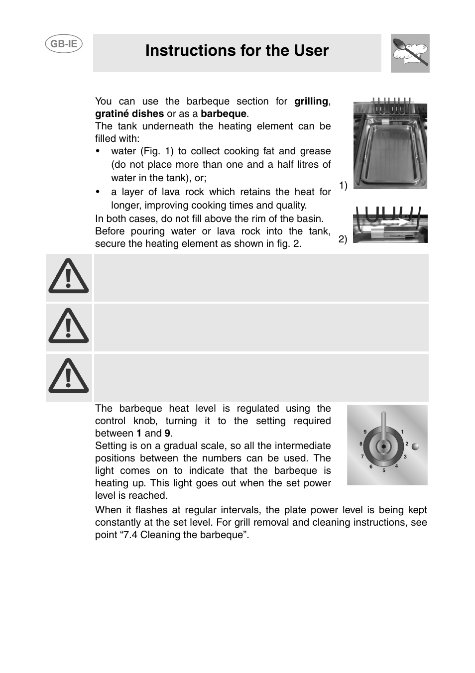 5 barbeque, Instructions for the user | Smeg T18G8X2UG User Manual | Page 10 / 25