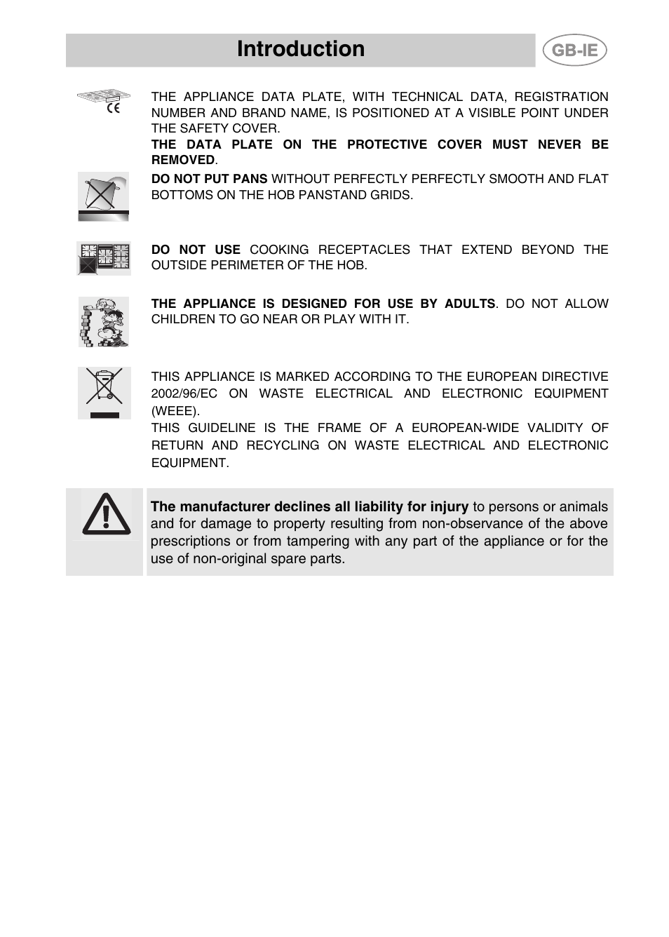 Introduction | Smeg PGF95K-3 User Manual | Page 3 / 16
