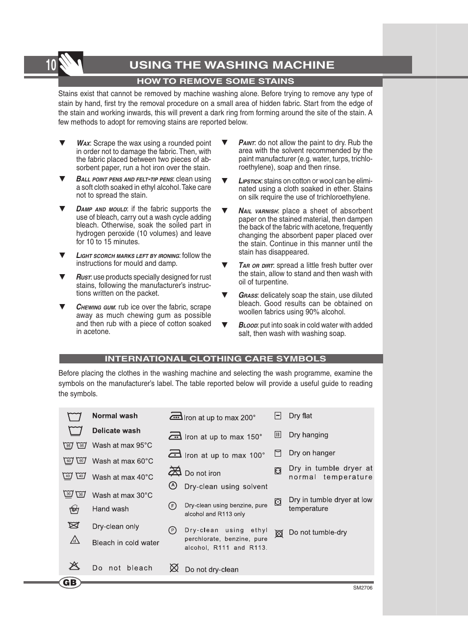 Using the washing machine | Smeg LSE 146 User Manual | Page 10 / 20