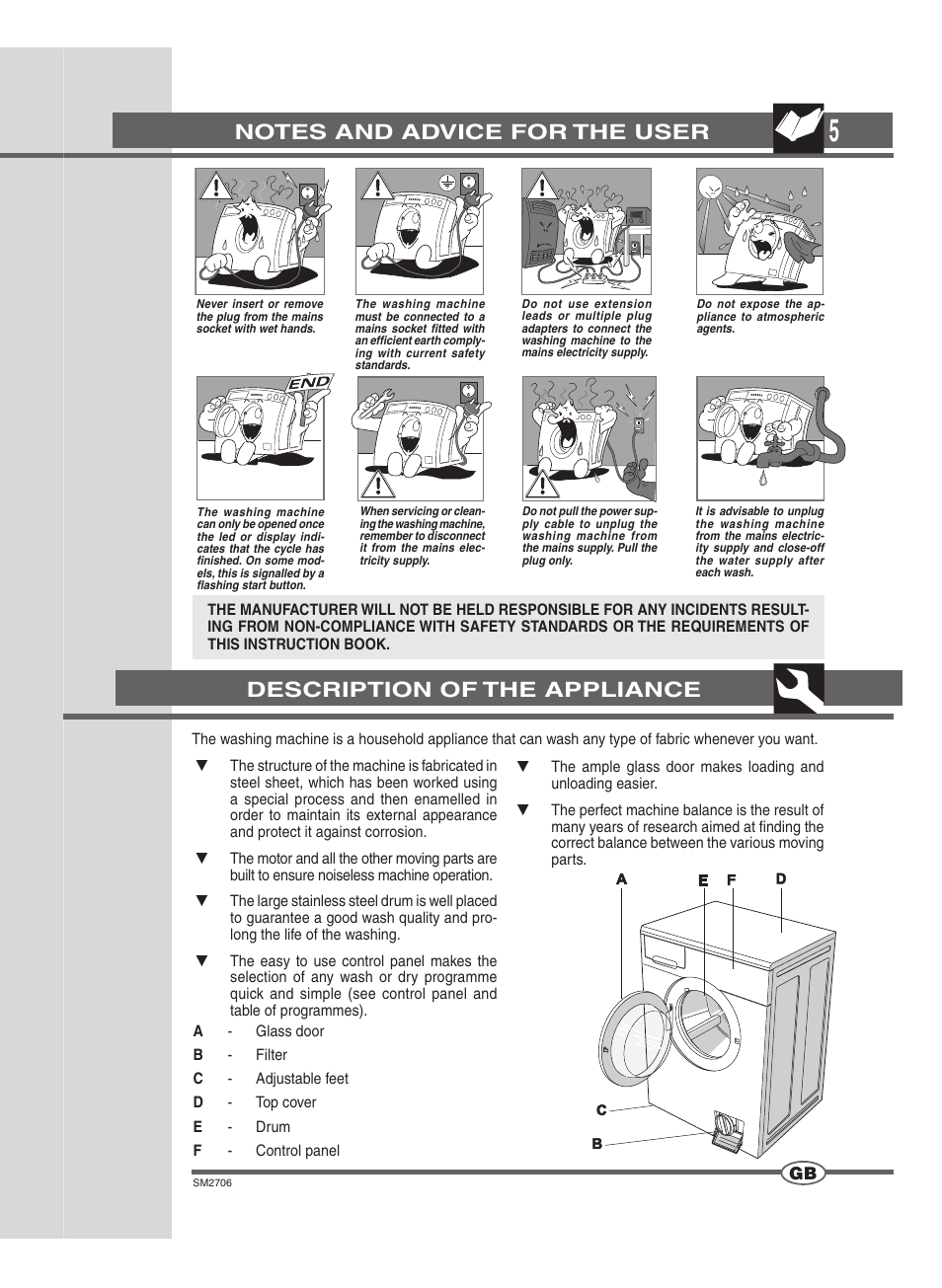 Description of the appliance | Smeg LSE 146 User Manual | Page 5 / 20