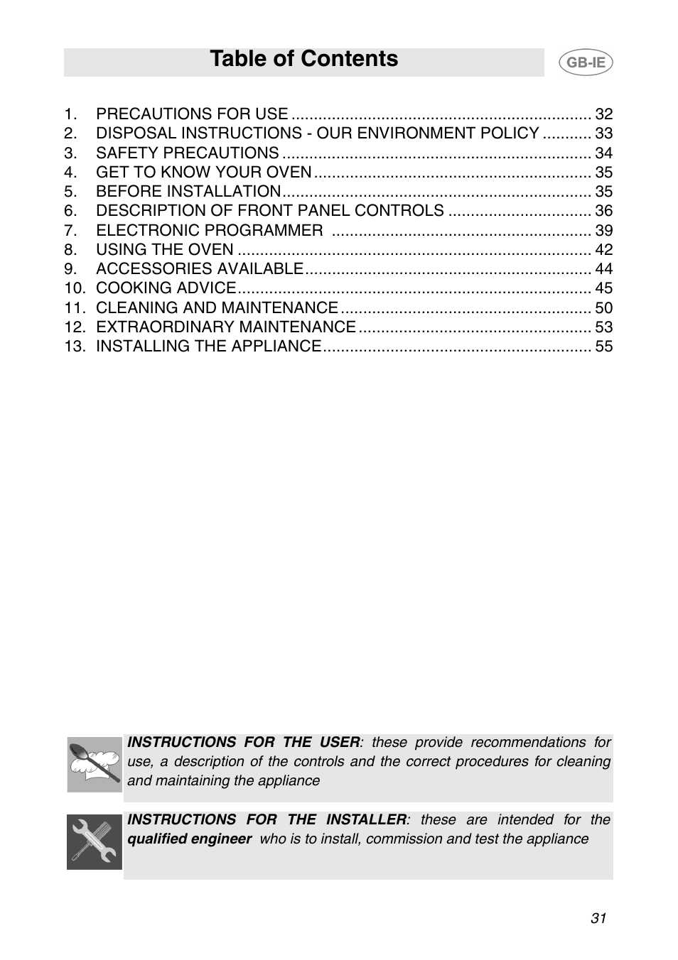 Smeg SE365MF-5 User Manual | 28 pages
