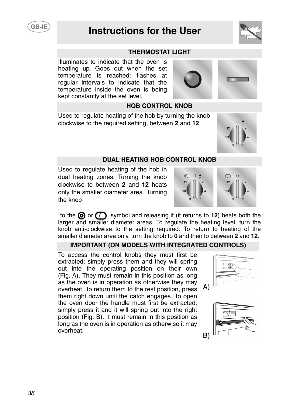Instructions for the user | Smeg SE365MF-5 User Manual | Page 8 / 28