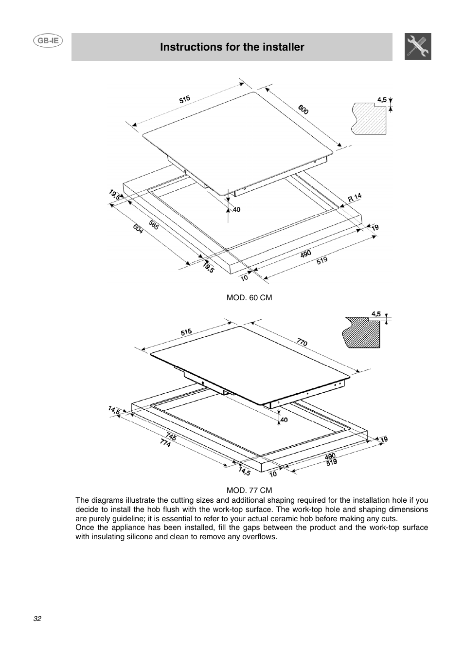 Instructions for the installer | Smeg APL2640TC User Manual | Page 15 / 15