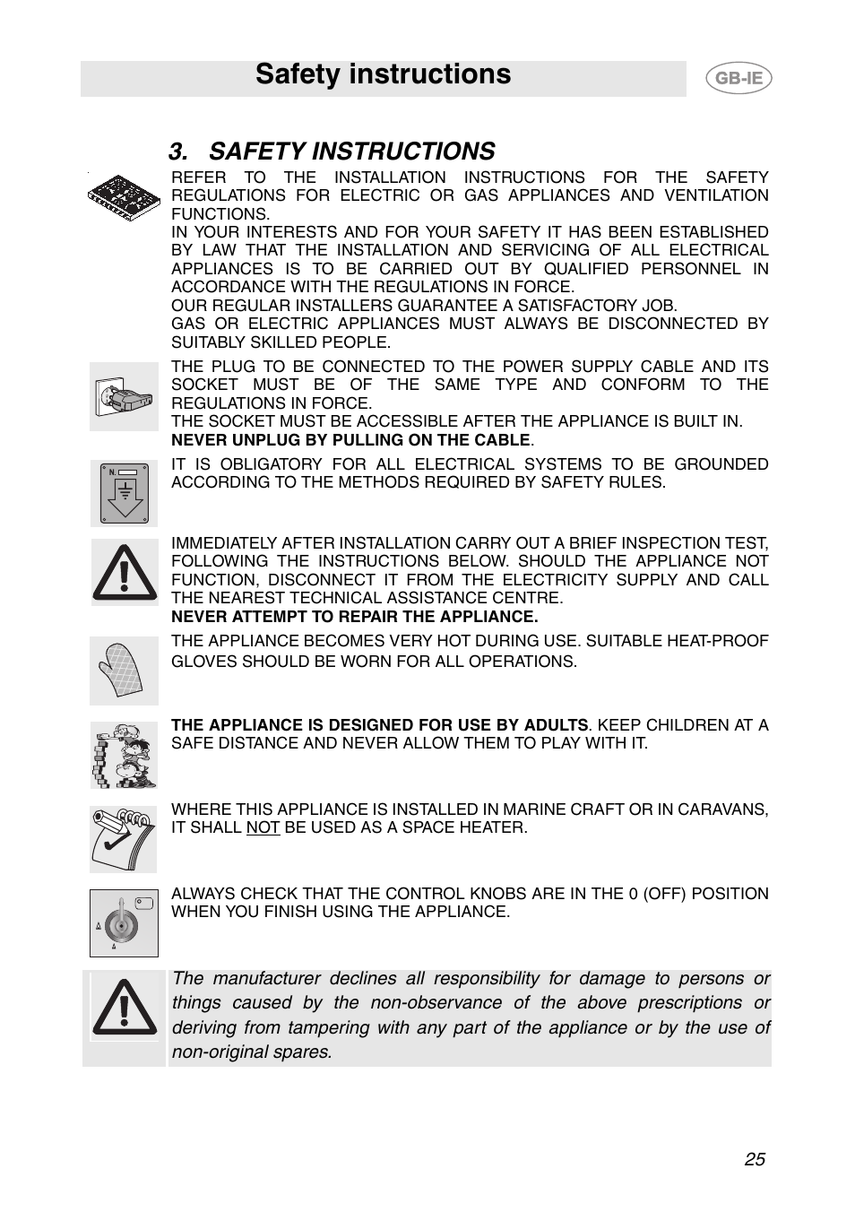 Safety instructions | Smeg HB96CSS-3 User Manual | Page 4 / 19