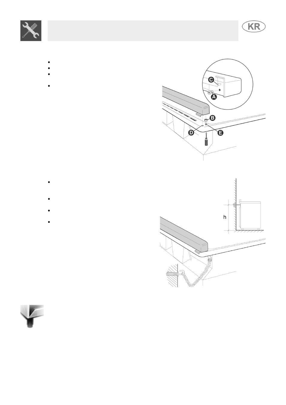 Wall fixing (where applicable), Positioning and levelling of the appliance, Instruction for the installer | Smeg JGFC34SKB User Manual | Page 15 / 32