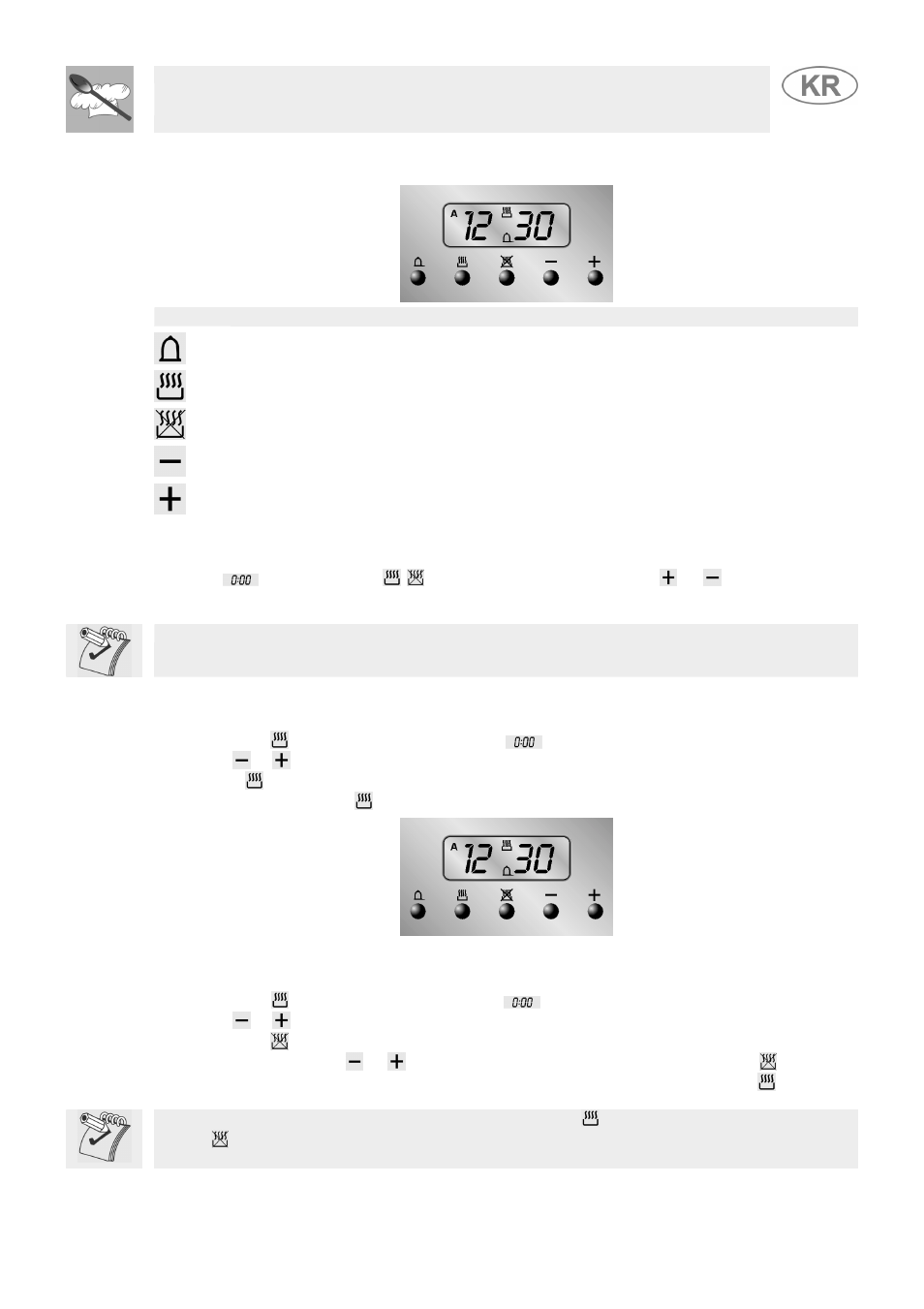 Electronic programmer (only on equipped models), Clock adjustment, Semiautomatic cooking | Automatic cooking, 8 electronic programmer (only on equipped models), Instruction for the user, 1 clock adjustment, 2 semiautomatic cooking, 3 automatic cooking | Smeg JGFC34SKB User Manual | Page 25 / 32