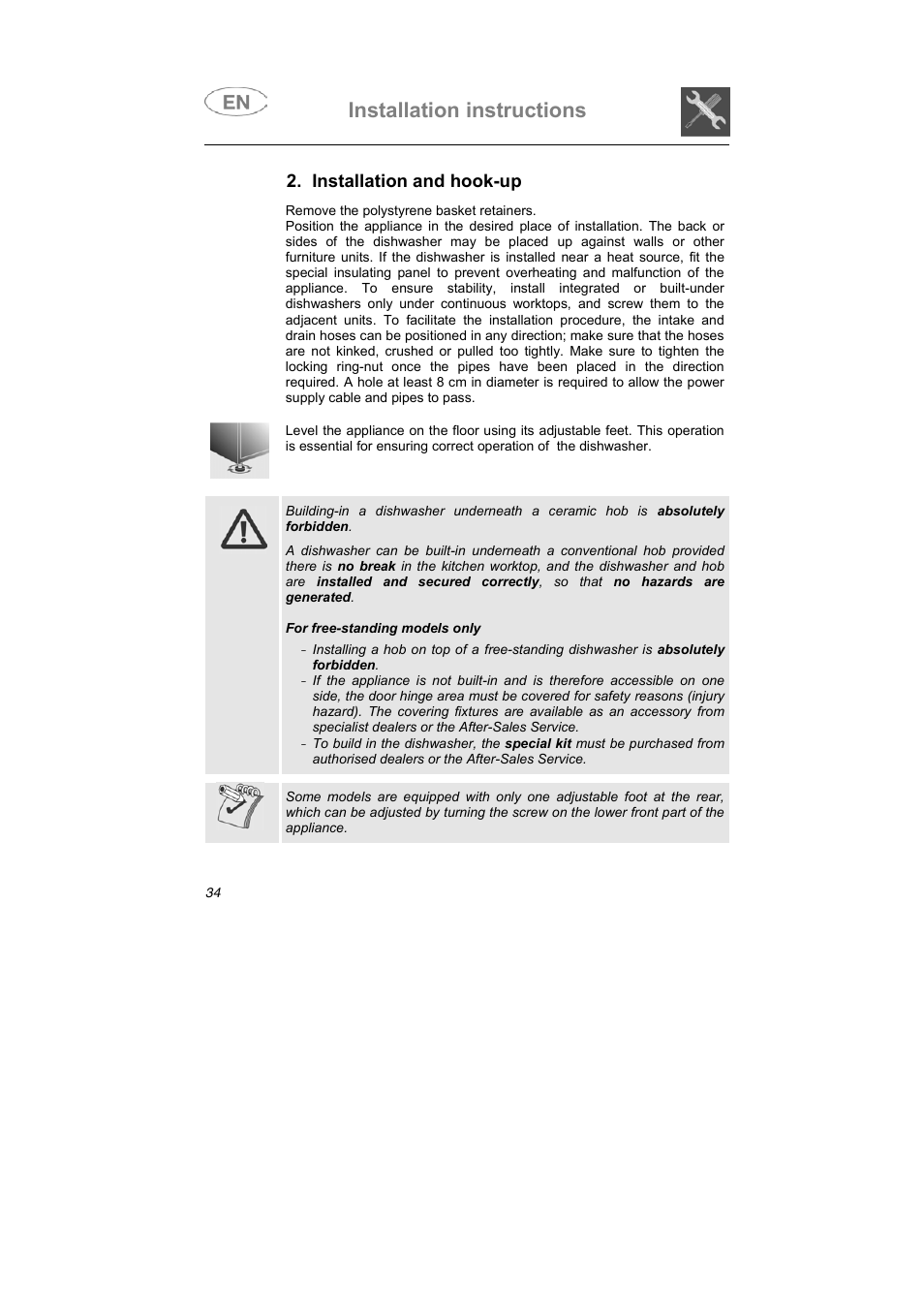 Installation instructions | Smeg LSA653E User Manual | Page 18 / 39