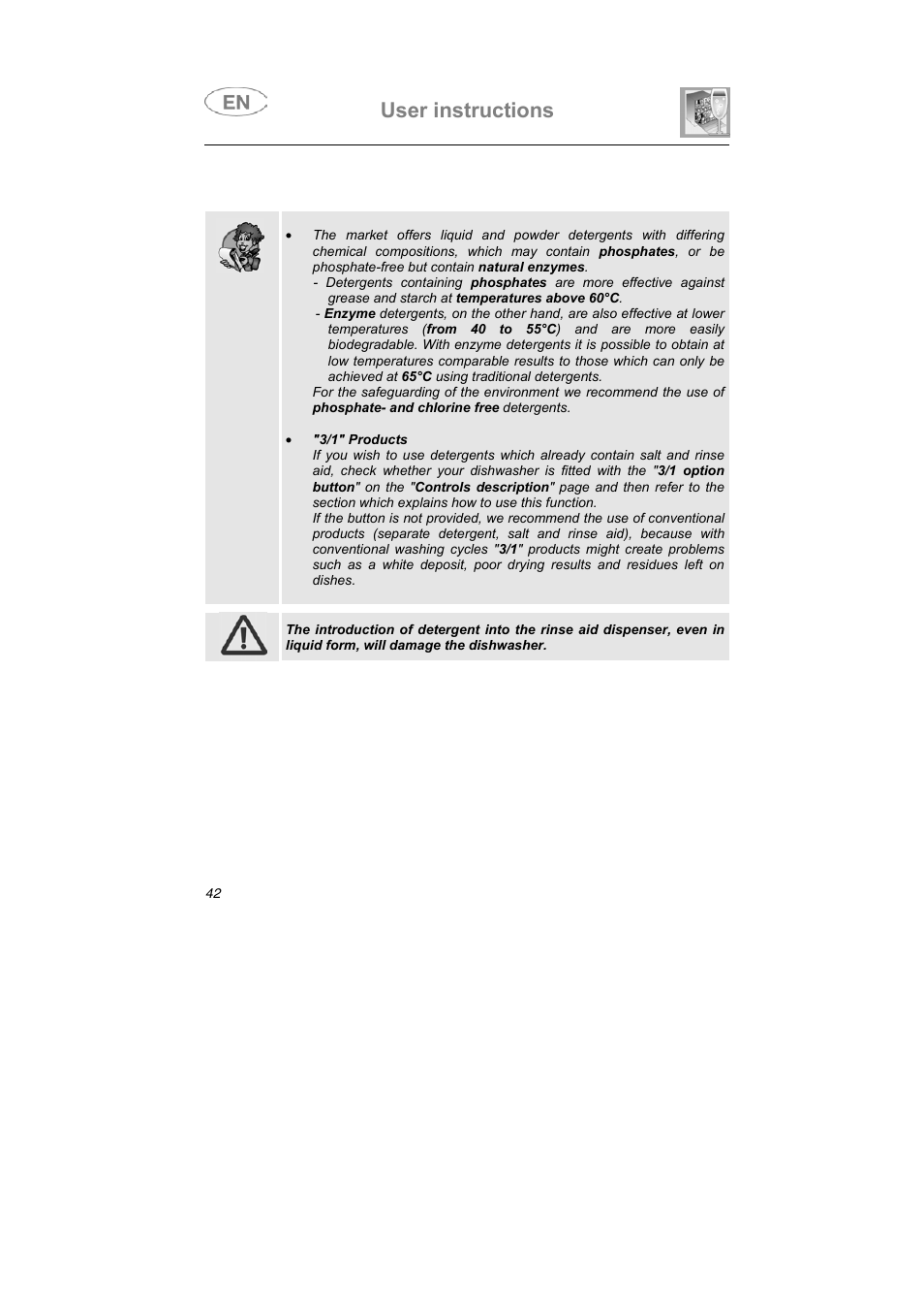 User instructions | Smeg LSA653E User Manual | Page 26 / 39
