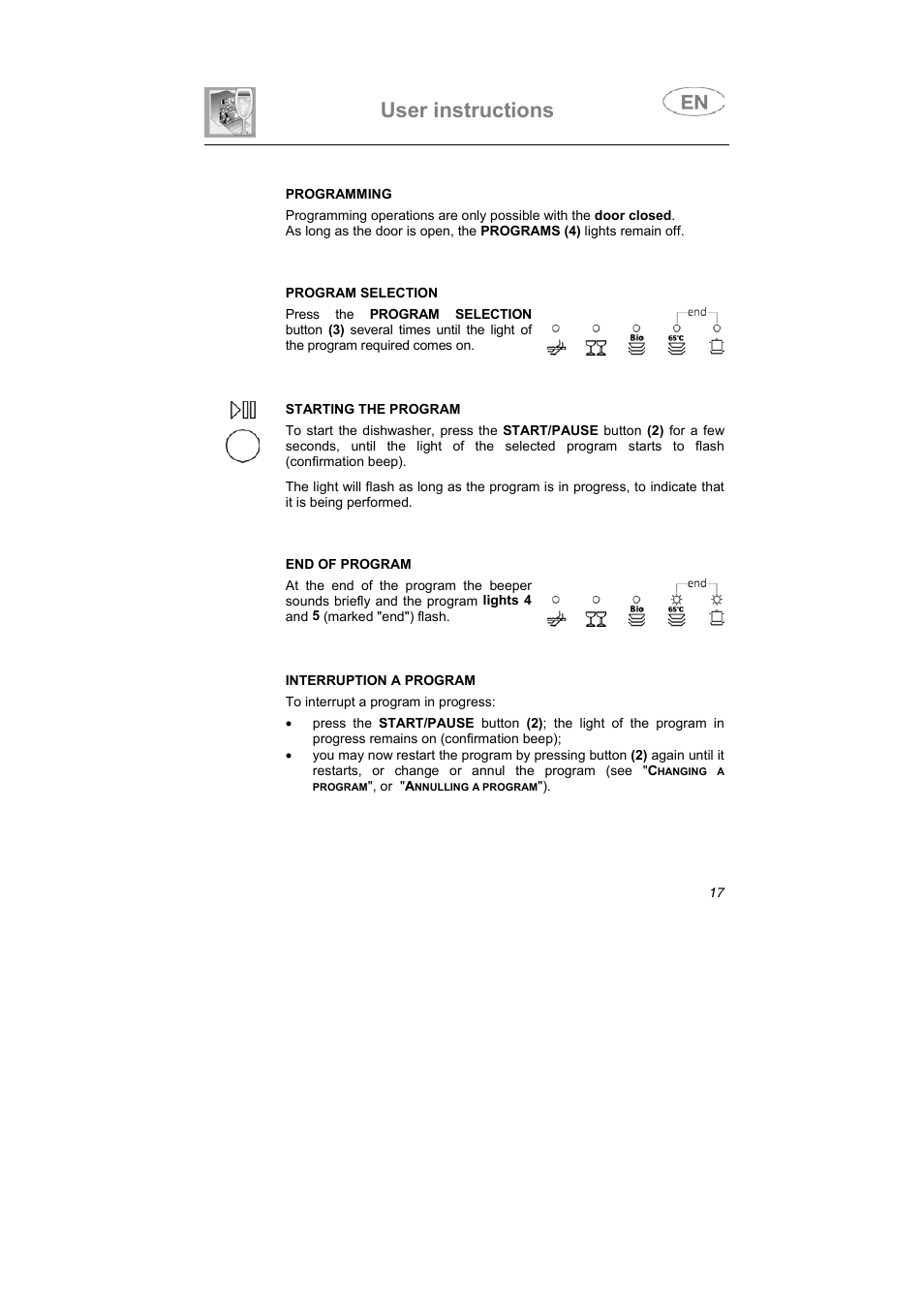 User instructions | Smeg LSA653E User Manual | Page 6 / 39