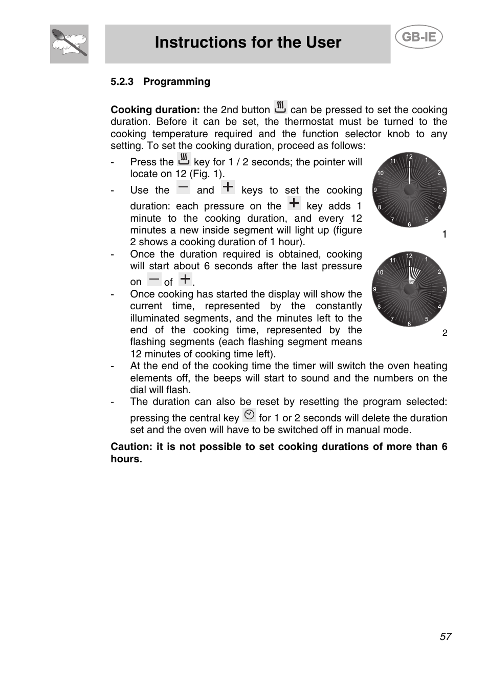 3 programming, Instructions for the user | Smeg CS122-6 User Manual | Page 15 / 37