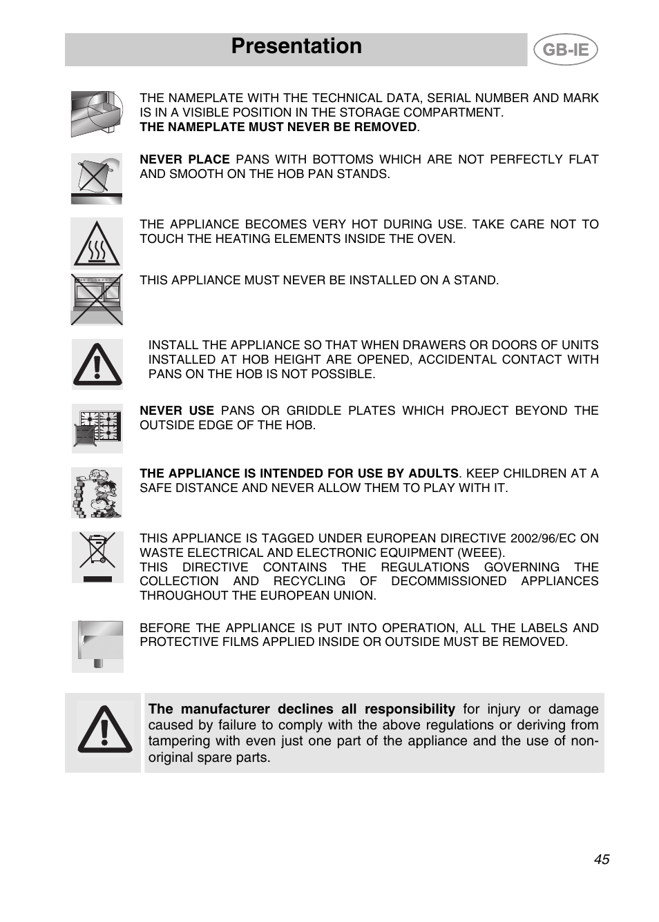 Presentation | Smeg CS122-6 User Manual | Page 3 / 37