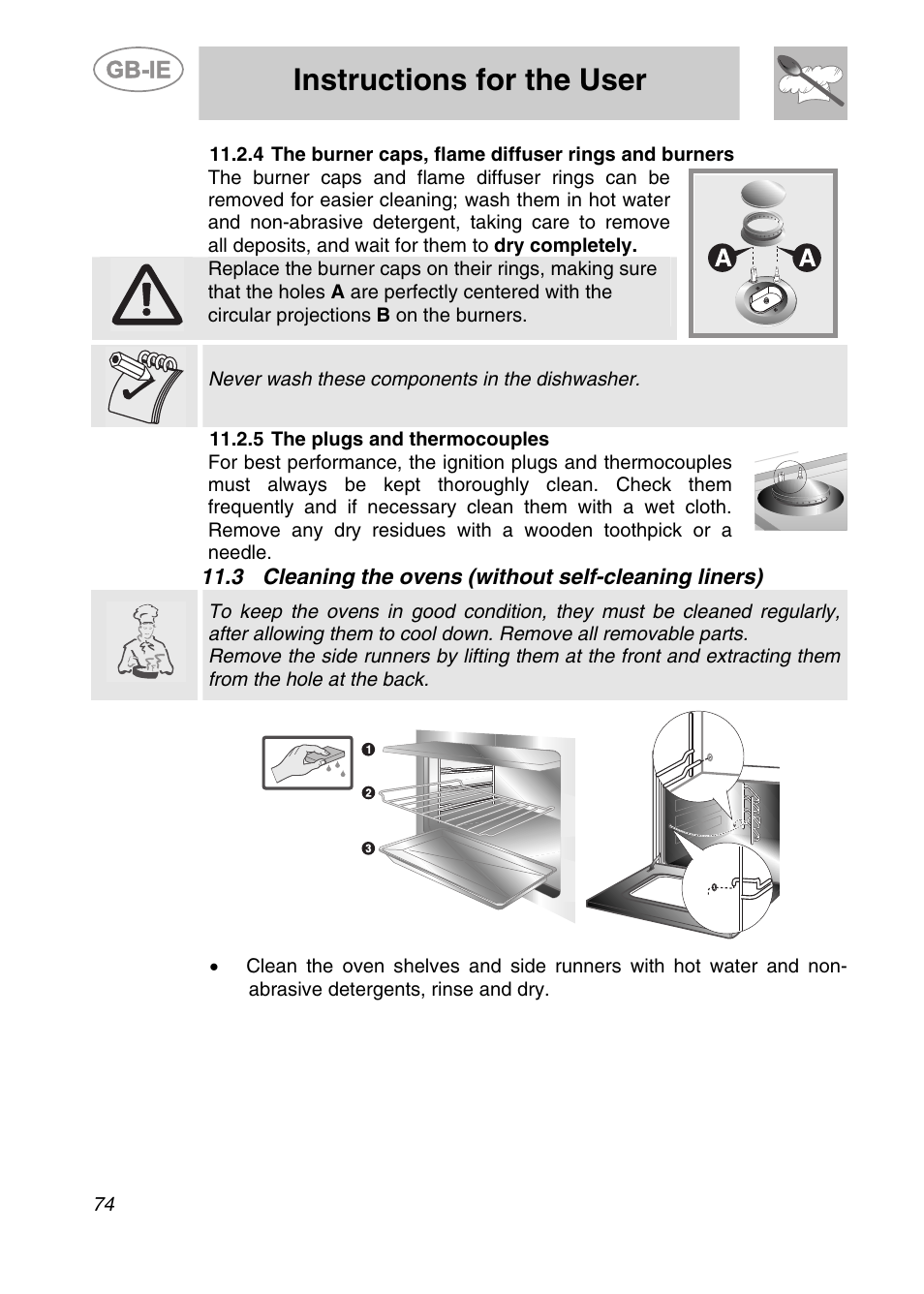 5 the plugs and thermocouples, Instructions for the user | Smeg CS122-6 User Manual | Page 32 / 37