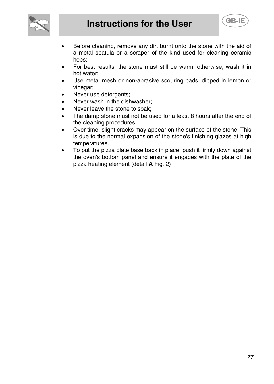 Instructions for the user | Smeg CS122-6 User Manual | Page 35 / 37