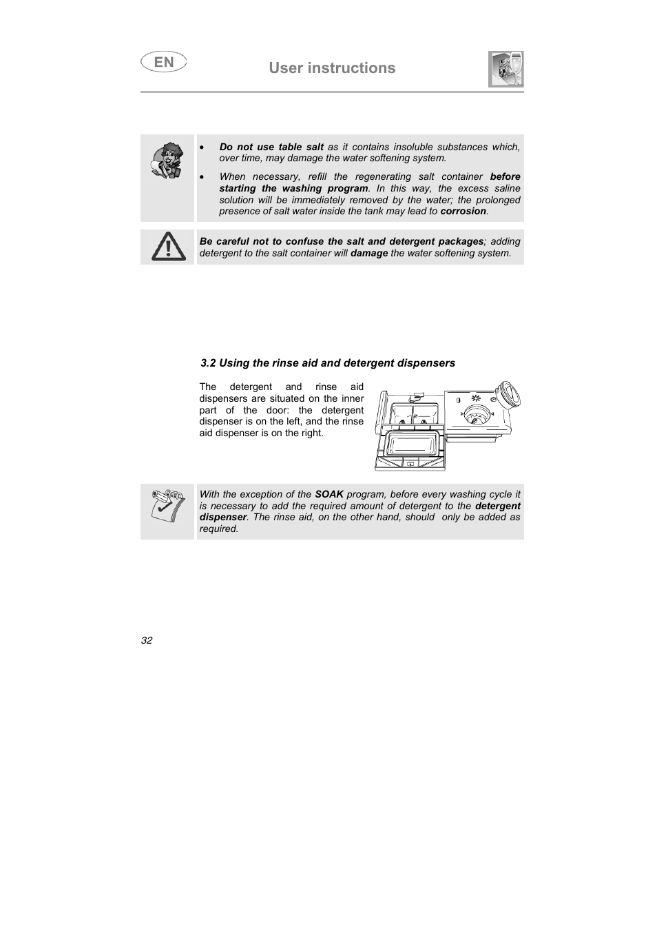 User instructions | Smeg LSA4551B User Manual | Page 18 / 32