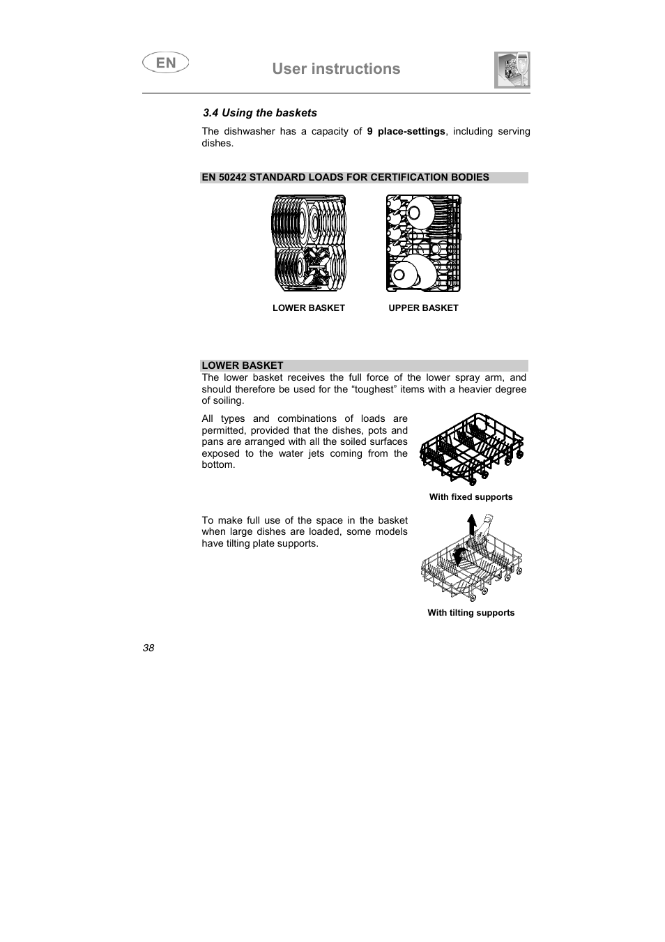 User instructions | Smeg LSA4551B User Manual | Page 24 / 32