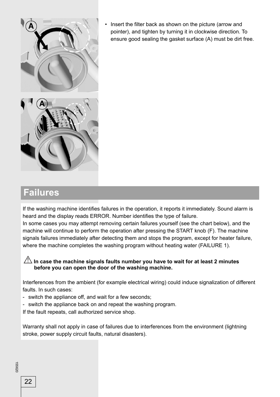 Failures | Smeg 155620 User Manual | Page 22 / 28