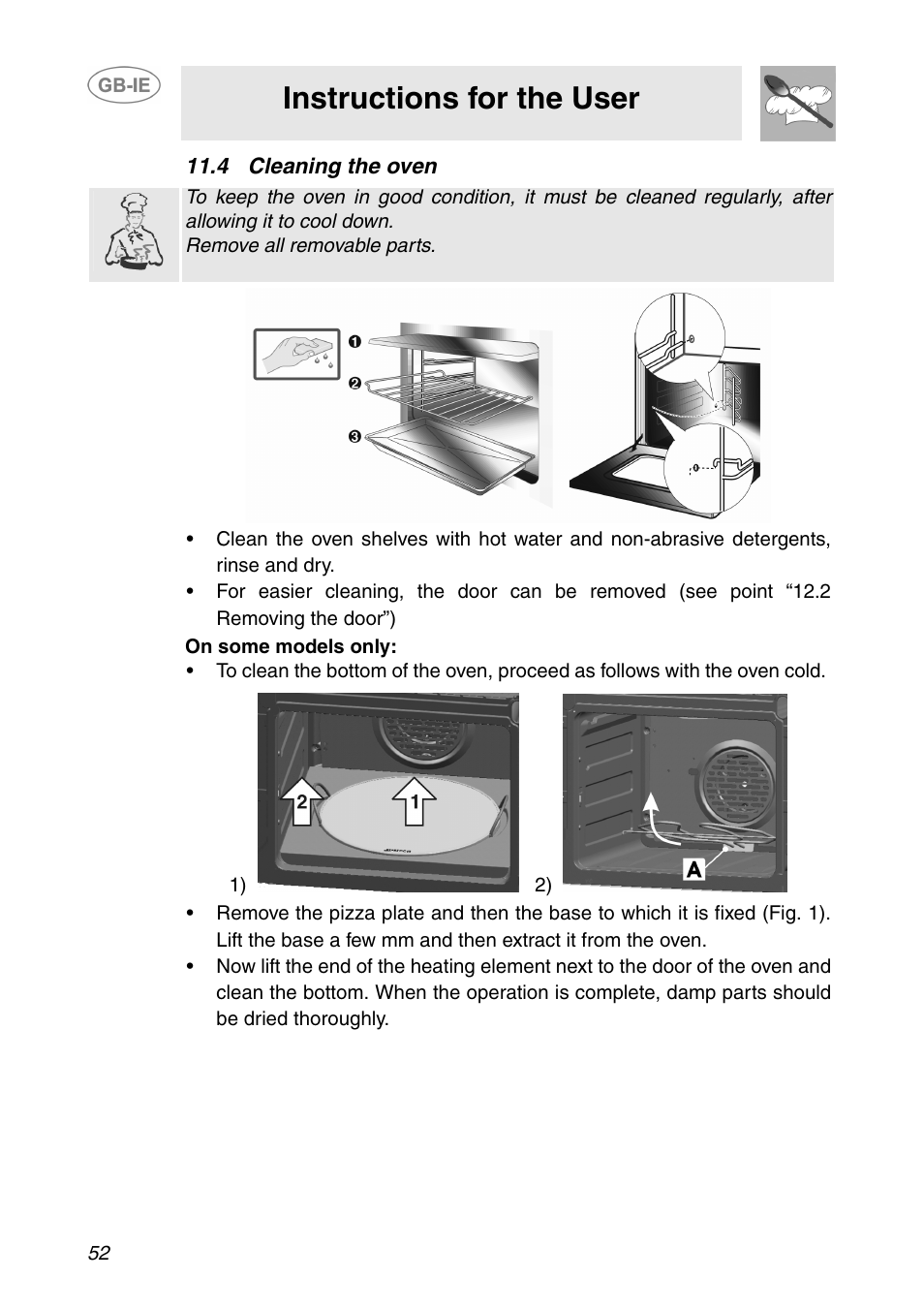 4 cleaning the oven, Instructions for the user | Smeg SC110NE User Manual | Page 21 / 29