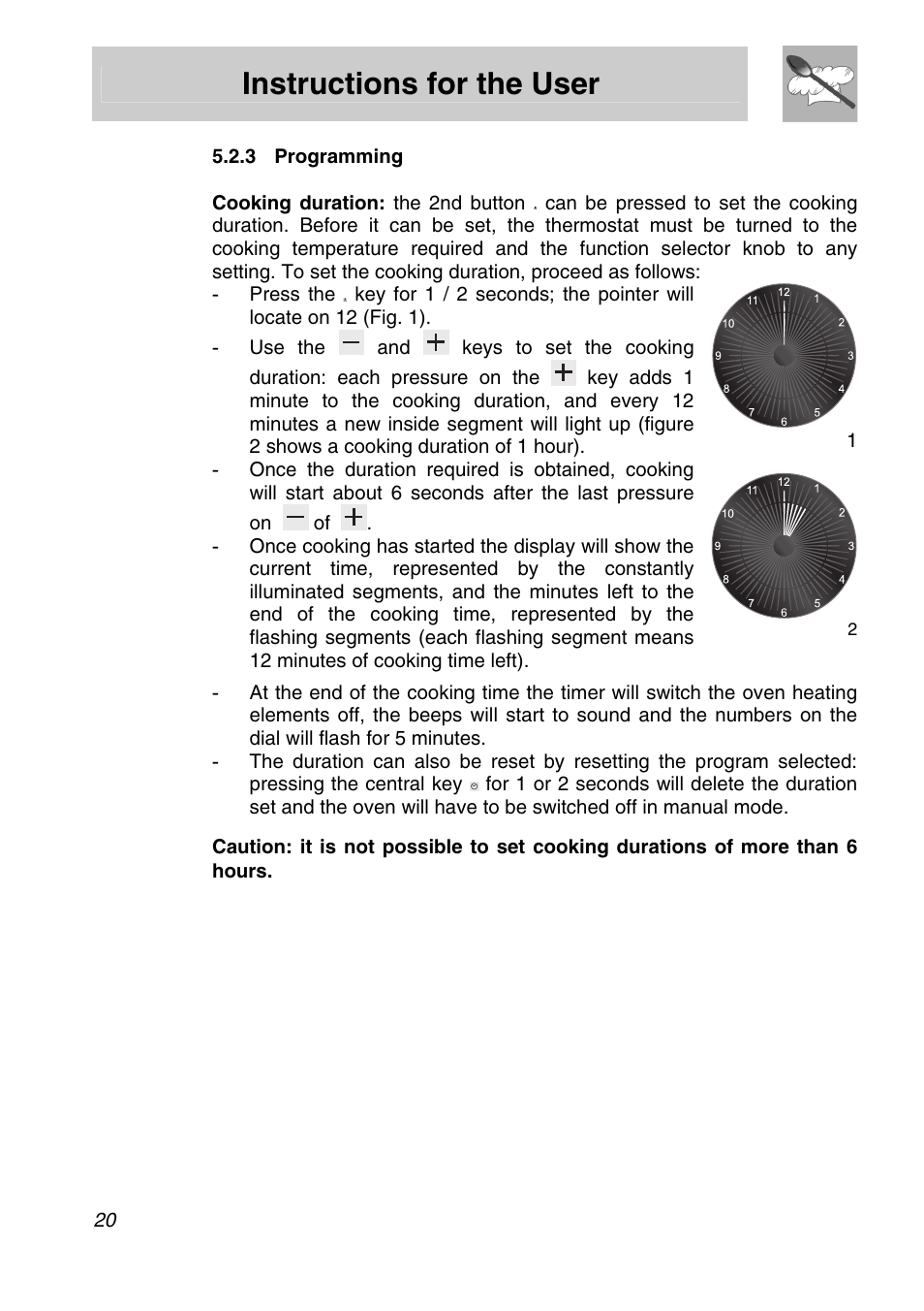 3 programming, Instructions for the user | Smeg Freestanding Cooker CSA150X-6 User Manual | Page 18 / 40