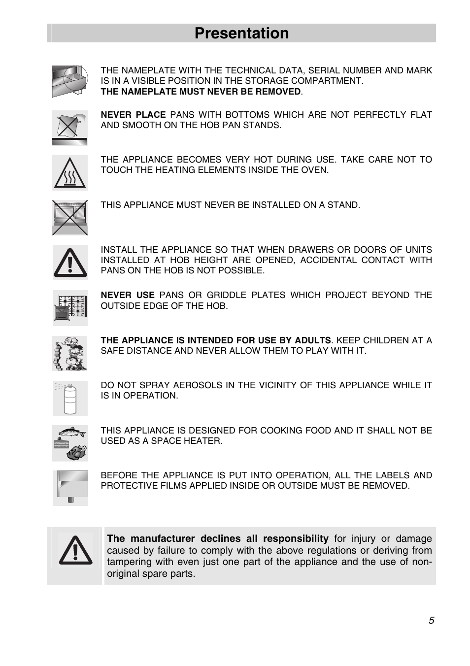 Presentation | Smeg Freestanding Cooker CSA150X-6 User Manual | Page 3 / 40